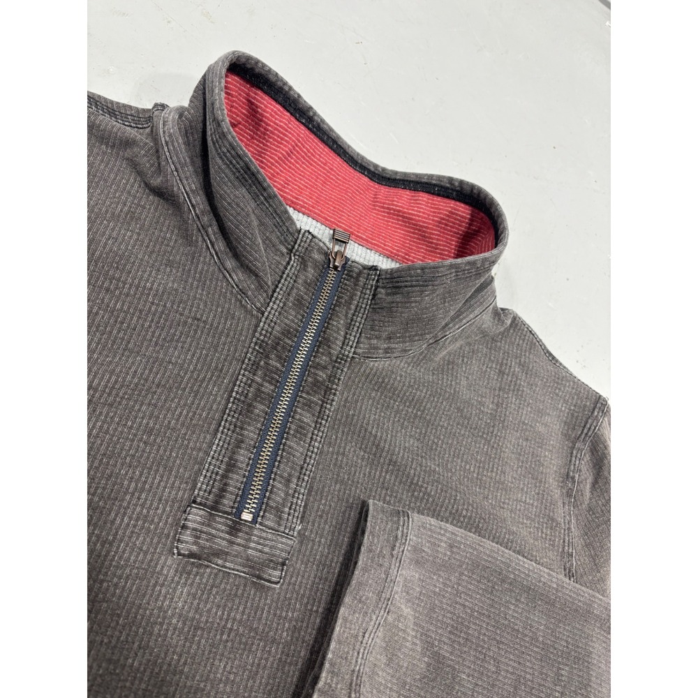 Carbon2Cobalt Mens XL Quarter Zip Pullover Ribbed Cotton Spandex Charcoal Grey